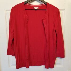 Merona Red Button-Up Lightweight Cardigan